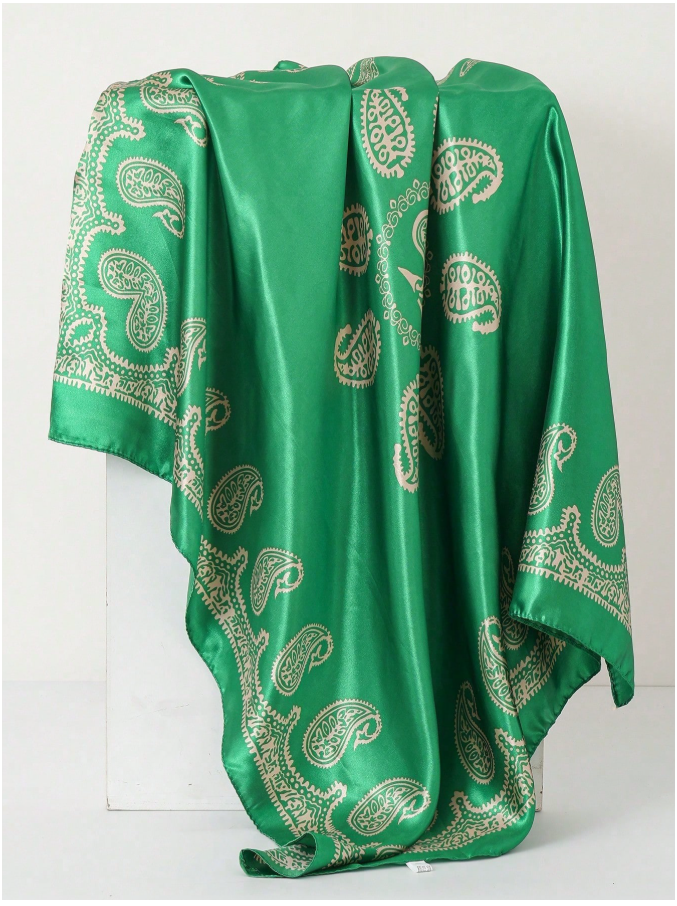 Pañuelo verde estampado anacardo - 5938