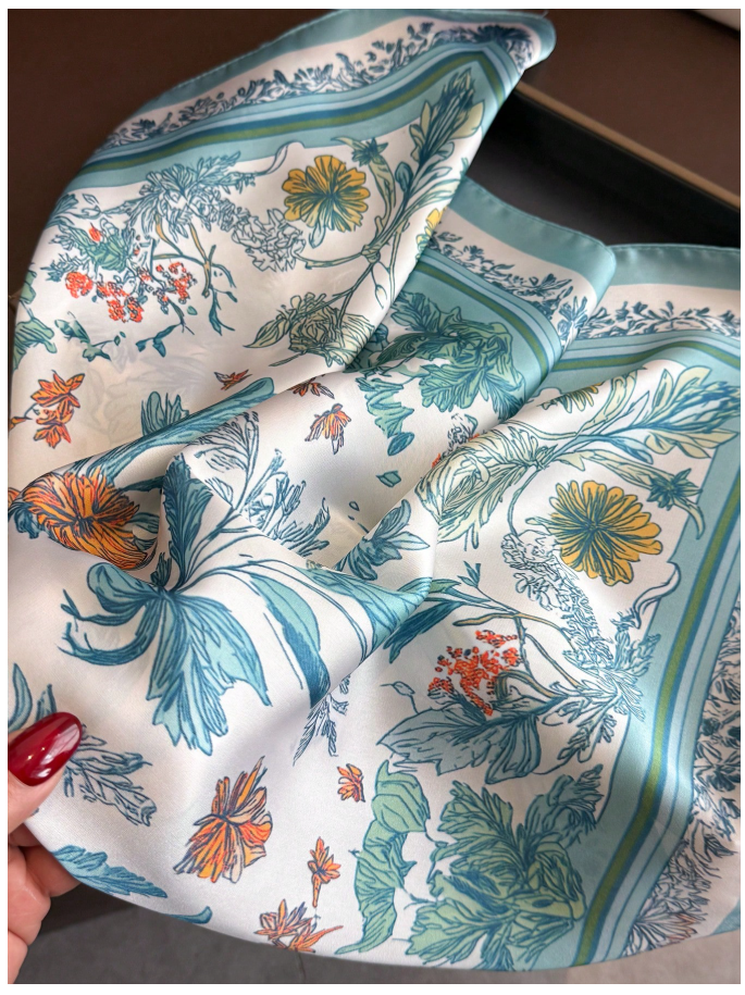 Pañuelo fondo blanco estampados aqua - 5939