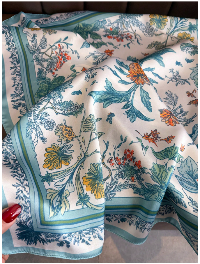 Pañuelo fondo blanco estampados aqua - 5939