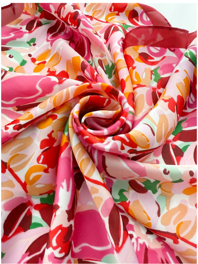 Pañuelo estampado flores rojas - 5943