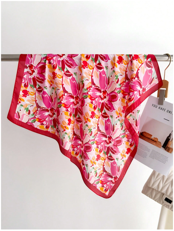 Pañuelo estampado flores rojas - 5943