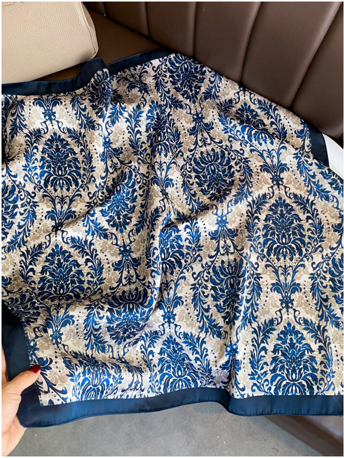 Pañuelo estampado hojas azul marino - 5947