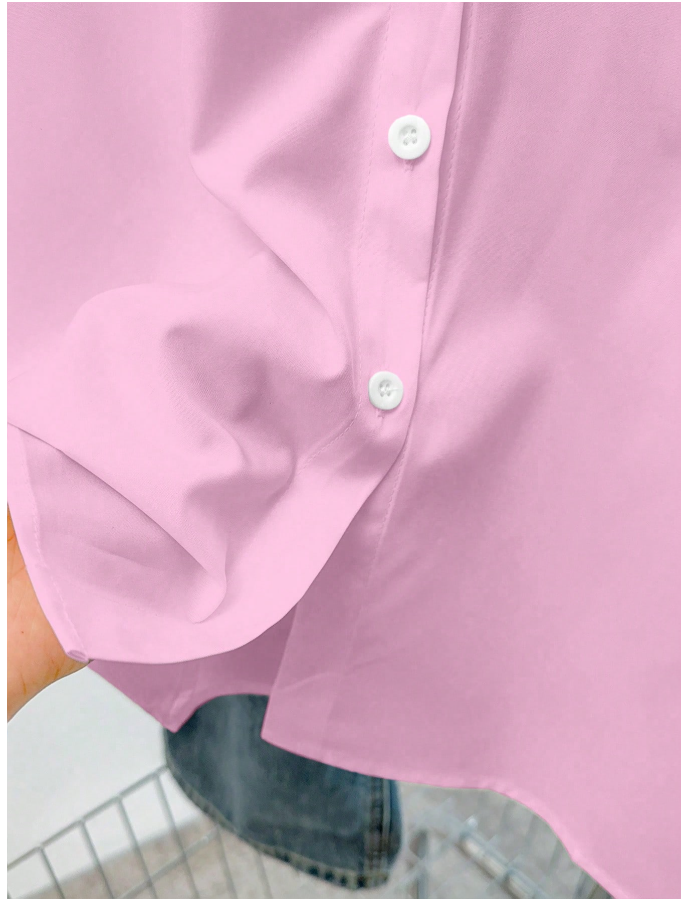 Camisa rosa manga larga botones frontales - 5951