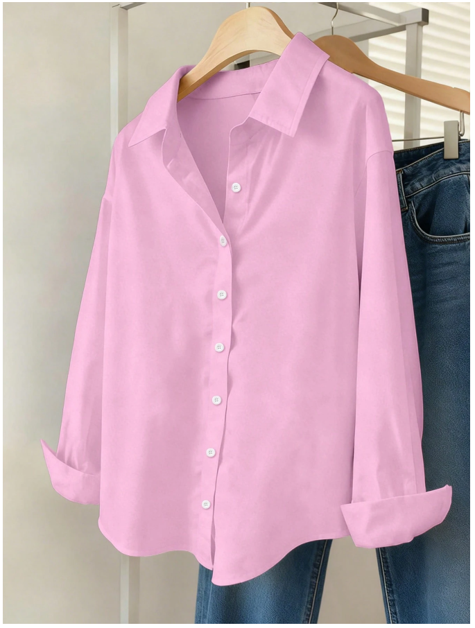 Camisa rosa manga larga botones frontales - 5951