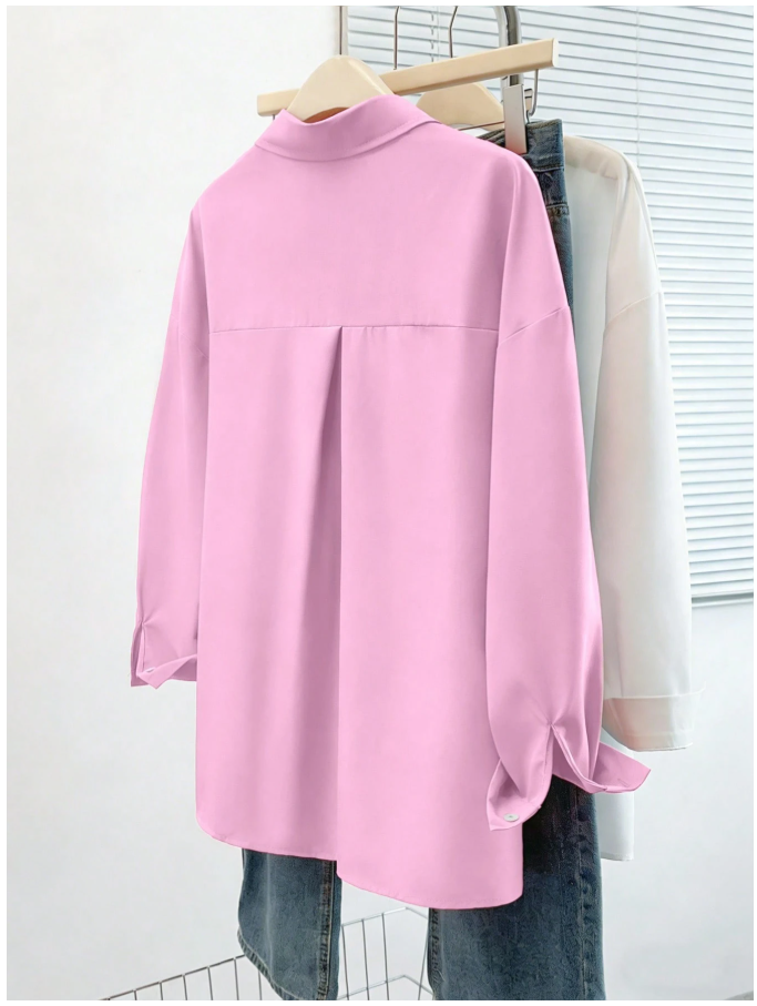 Camisa rosa manga larga botones frontales - 5951