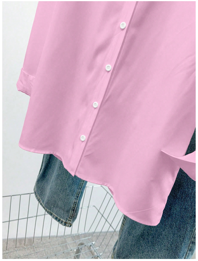 Camisa rosa manga larga botones frontales - 5951