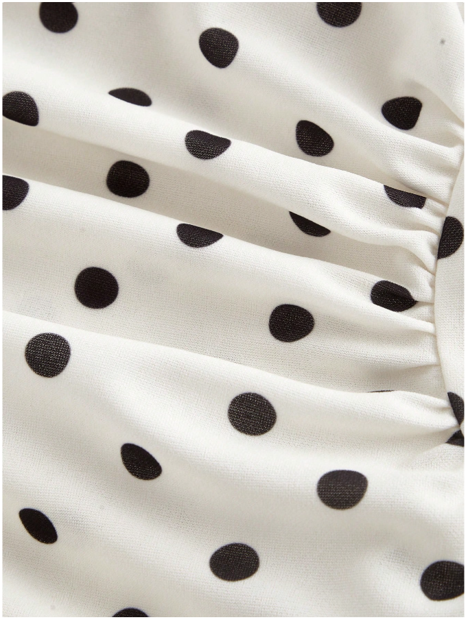 Vestido blanco lunares negros cuello halter - 5953