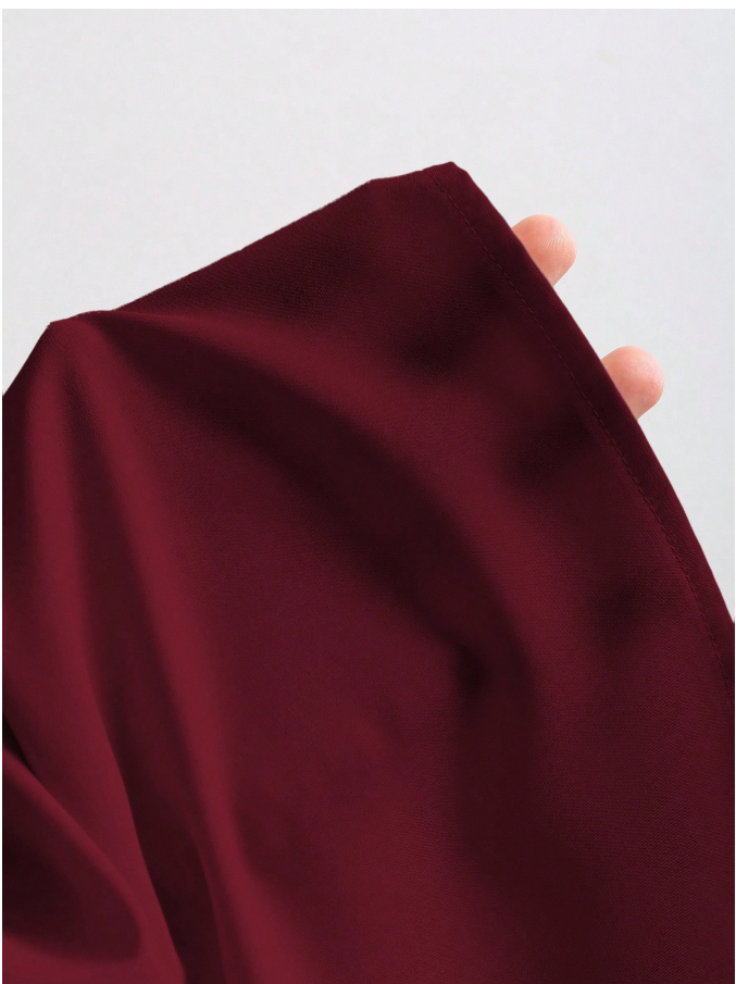 Vestido burdeos cintura ajustada tira en un hombro - 5955