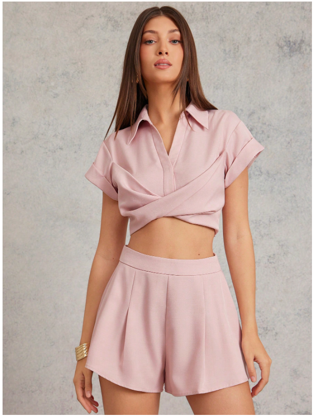Short rosa bebé plisado - 5959