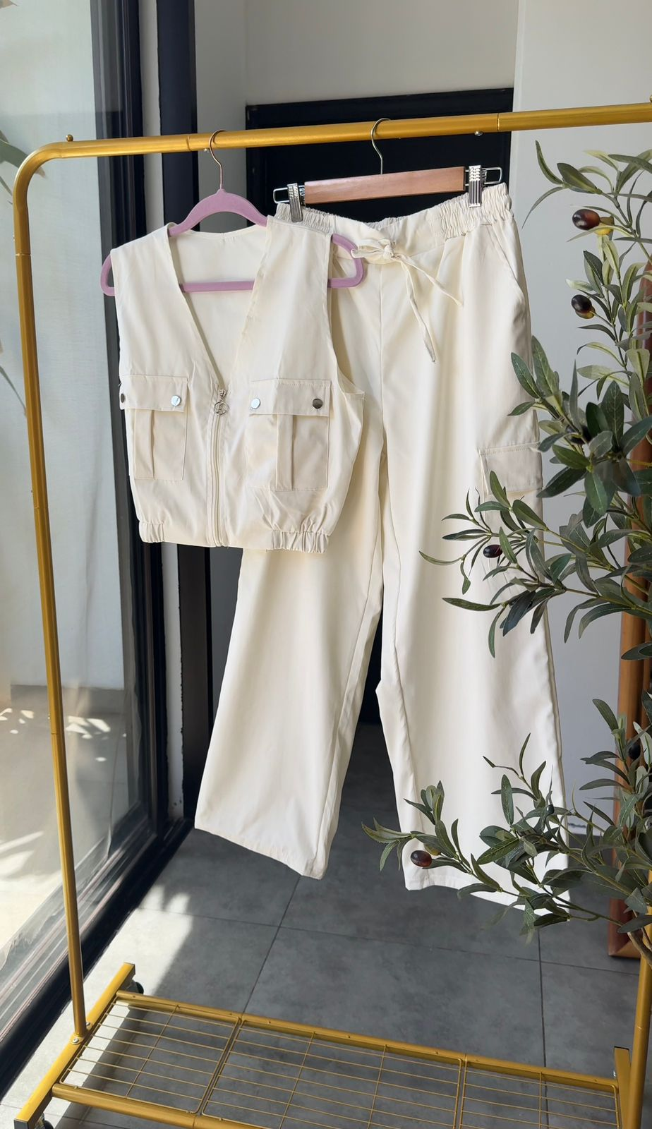 Set estilo cargo con bolsillos en top y pantalón - 5962