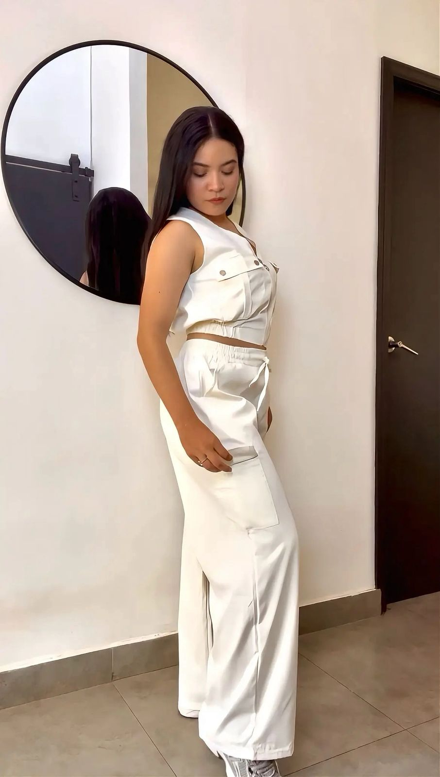 Set estilo cargo con bolsillos en top y pantalón - 5962