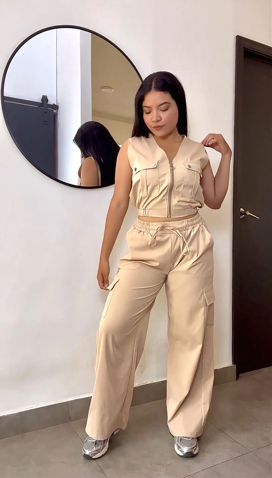 Set estilo cargo con bolsillos en top y pantalón - 5962