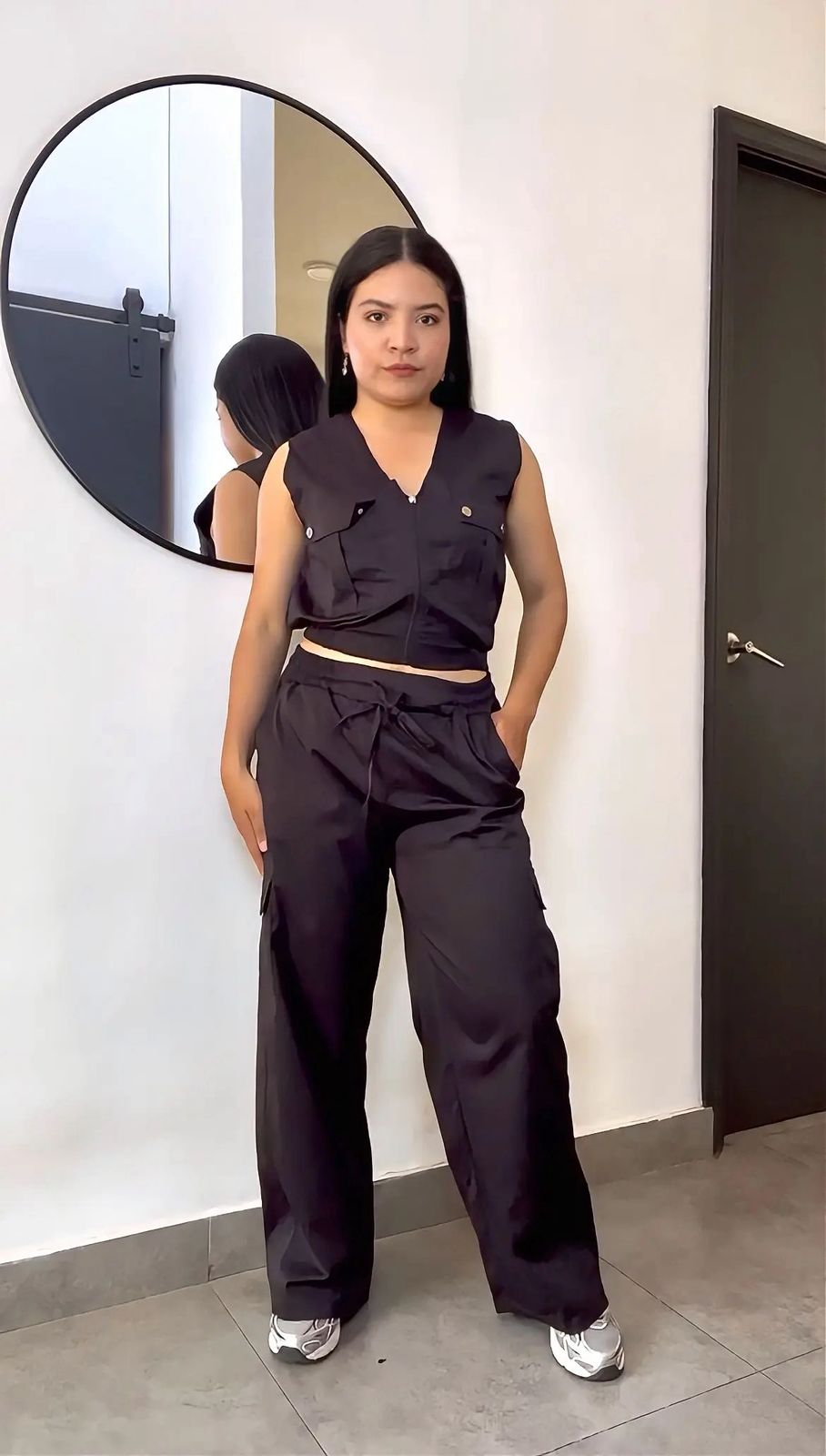 Set estilo cargo con bolsillos en top y pantalón - 5962