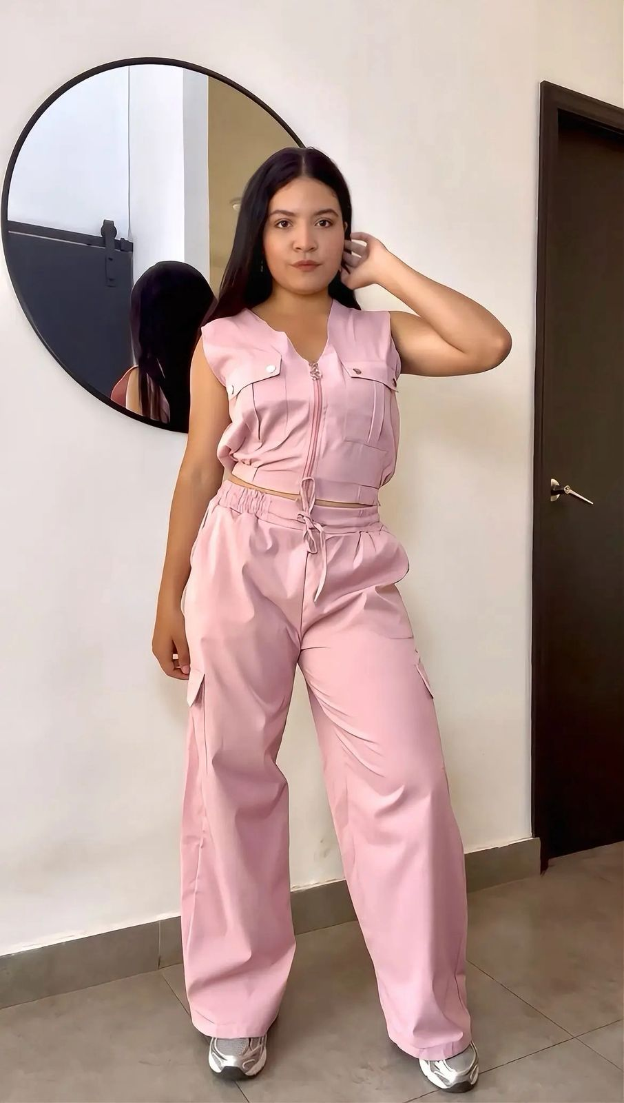 Set estilo cargo con bolsillos en top y pantalón - 5962
