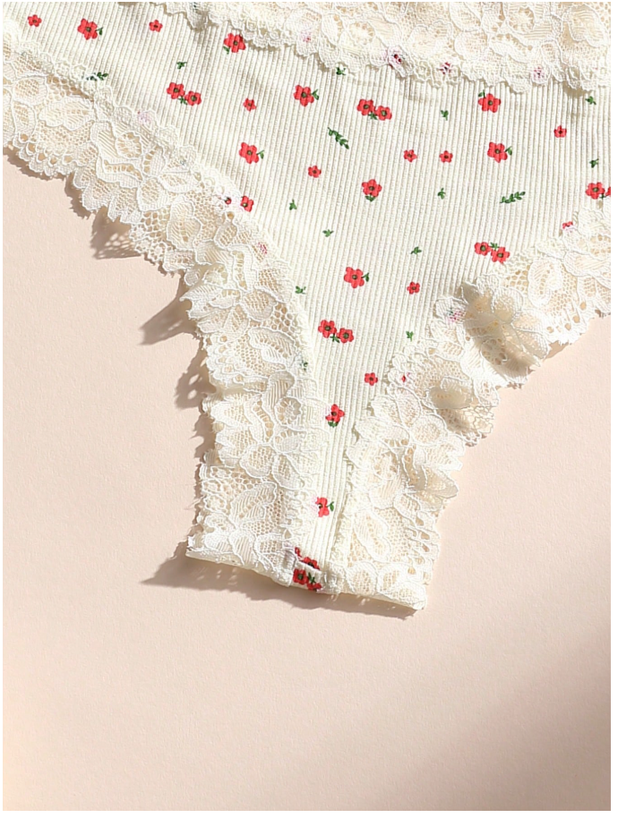 3 pack panty tejido canalé & encaje - 5981