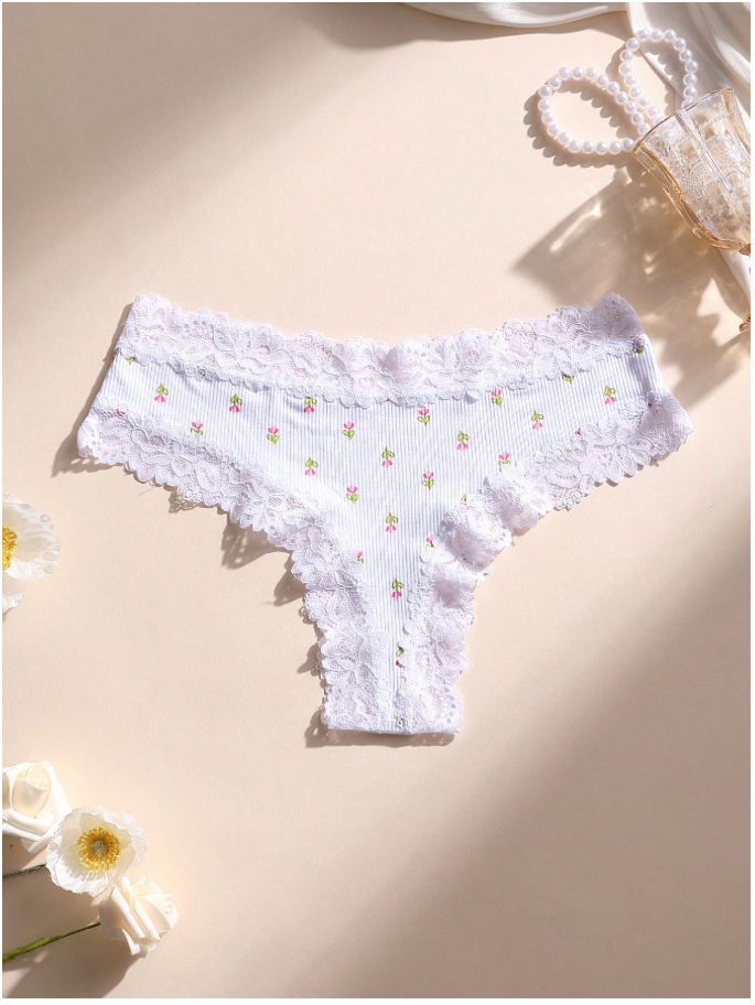 3 pack panty tejido canalé & encaje - 5981