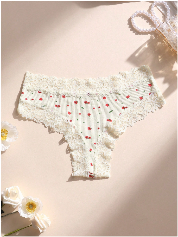 3 pack panty tejido canalé & encaje - 5981