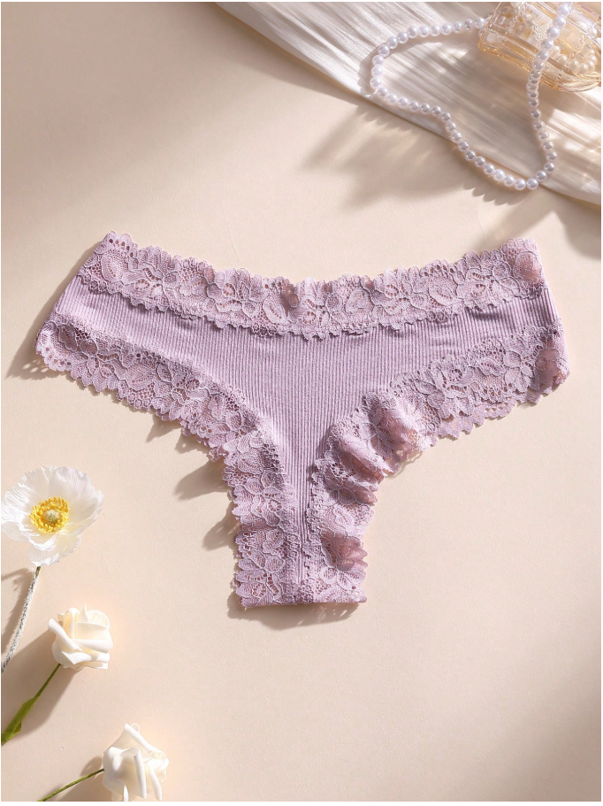 3 pack panty tejido canalé & encaje - 5981