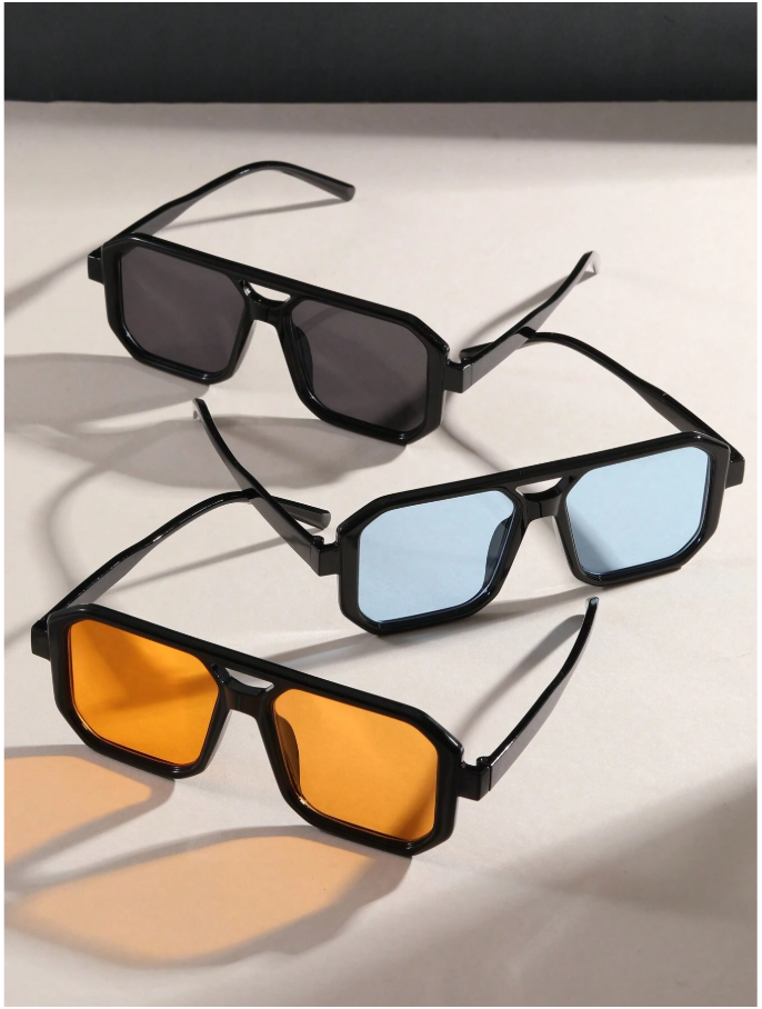 Lentes 3 pack cuadrados doble puente colores surtidos - 5984
