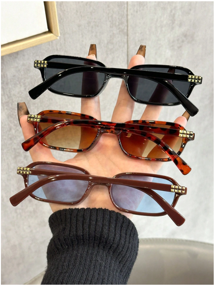 Lentes 3 pack rectangular con detalle dorado - 5985