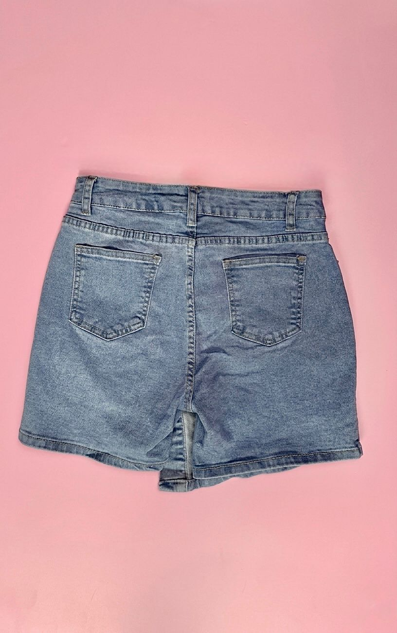 Skort jeans estilo cruzada con botones frontales - 6000
