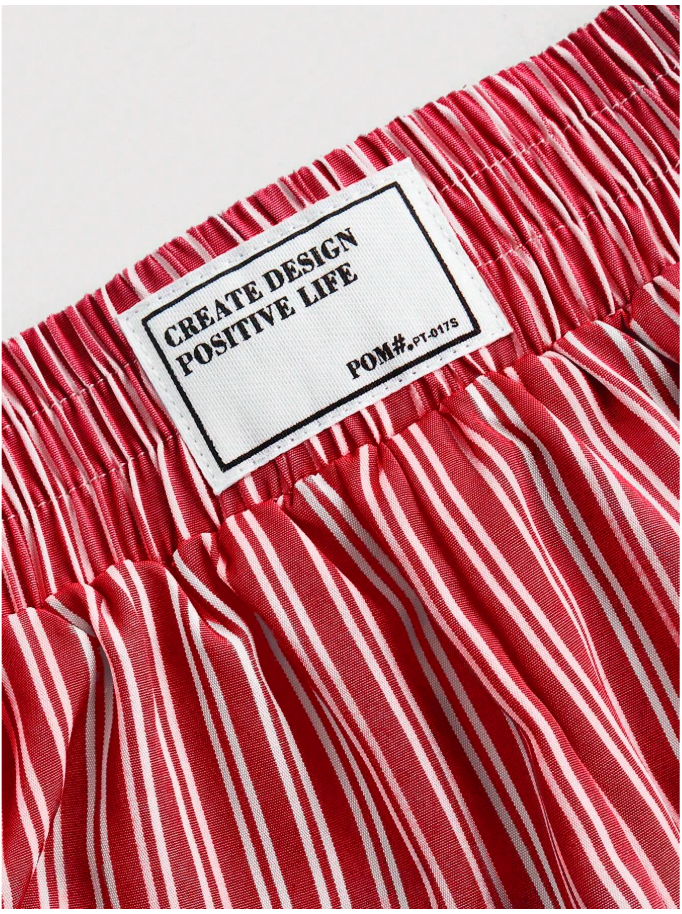Short rojo a rayas elástico en cintura - 6003