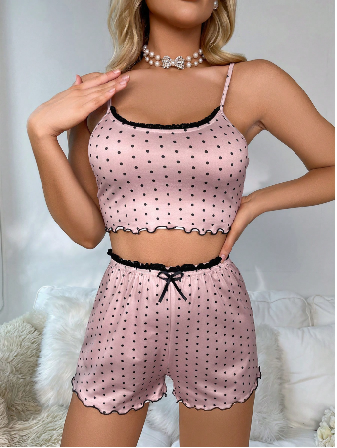 Pijama rosa vieja estampada lunares - 6005