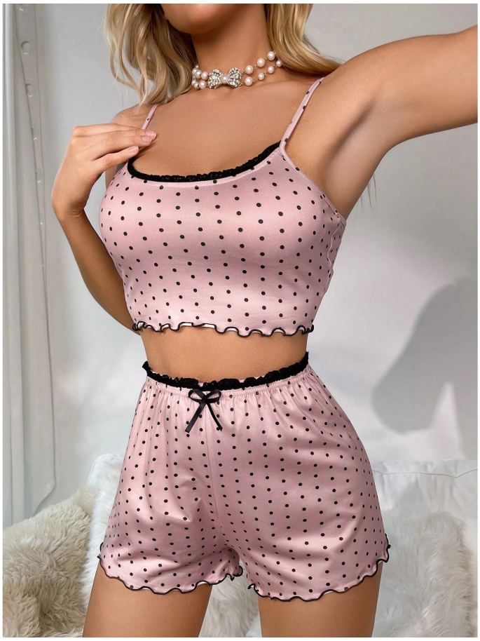 Pijama rosa vieja estampada lunares - 6005