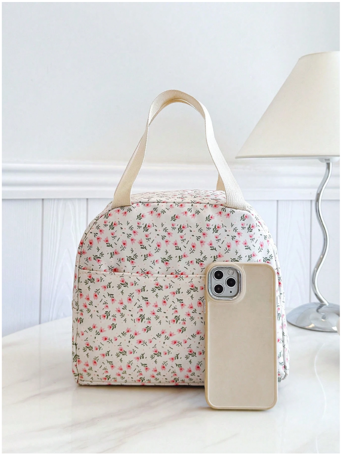 Bolso térmico blanco estampado floral - 6010