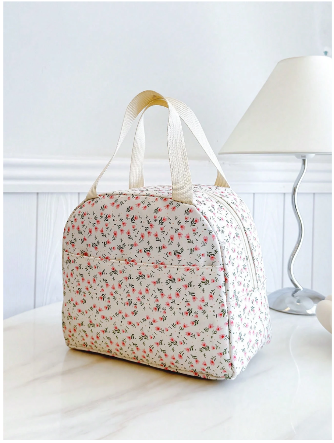 Bolso térmico blanco estampado floral - 6010