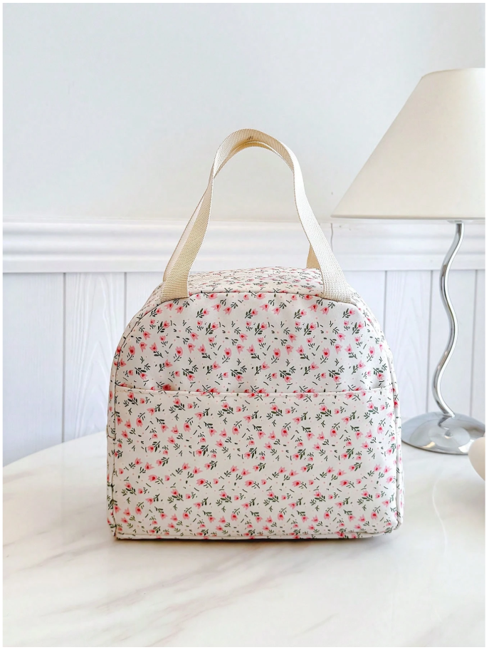 Bolso térmico blanco estampado floral - 6010