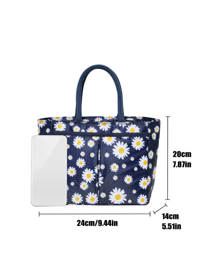 Bolso térmico azul marino estampado floral - 6012