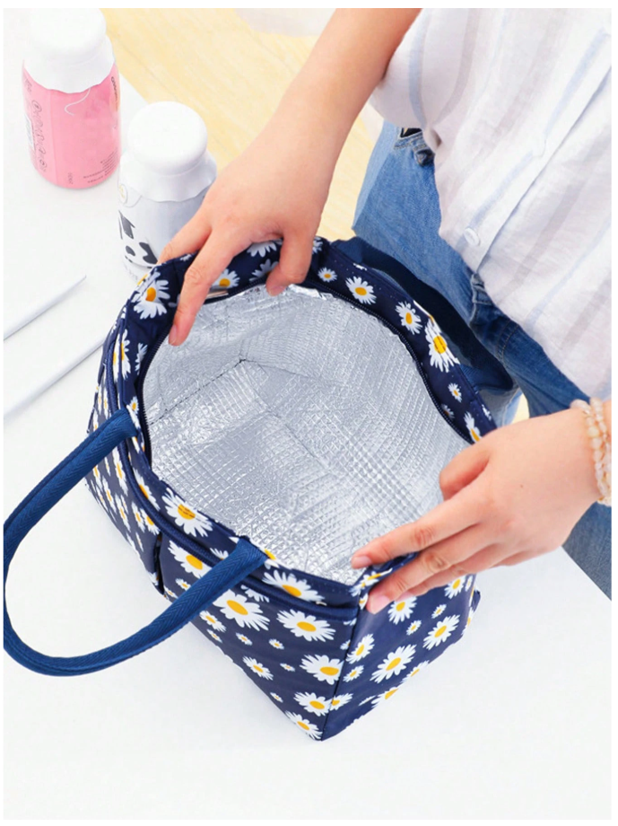 Bolso térmico azul marino estampado floral - 6012