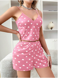Pijama rosa estampada corazones - 6017