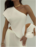 Camisa blanca un hombro asimétrica parte inferior - 6032