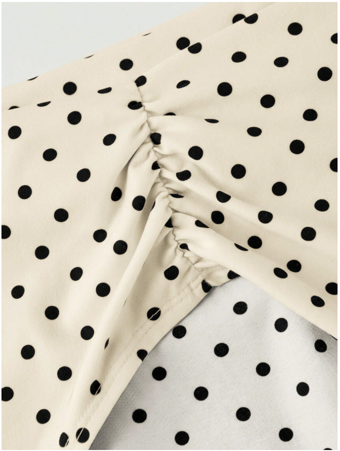 Crop top blanco lunares negros 3 formas de uso - 6034