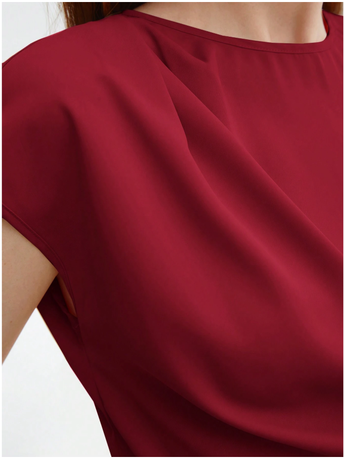 Camisa burdeos holgada manga corta - 6037