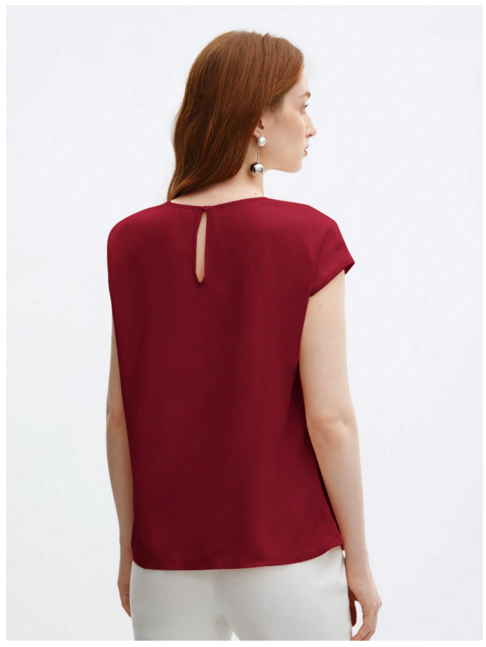 Camisa burdeos holgada manga corta - 6037
