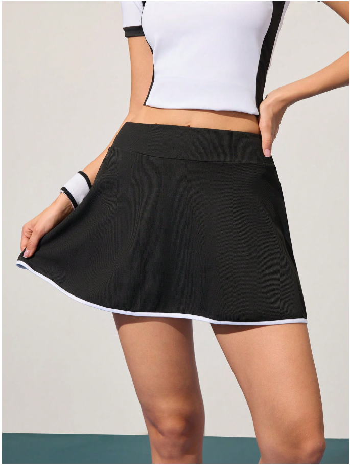 Skort negra línea blanca parte inferior - 6041