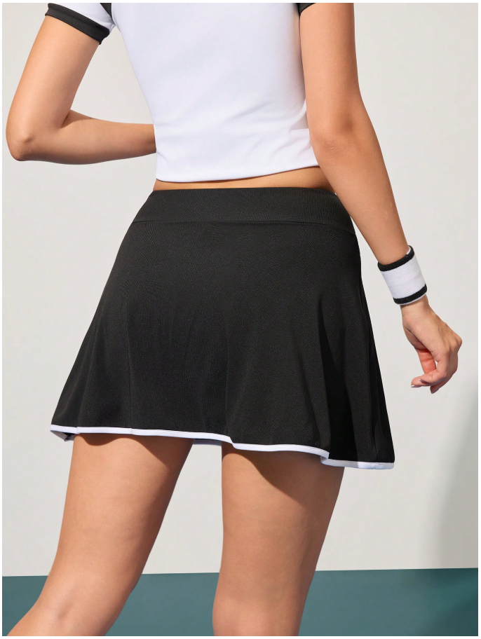 Skort negra línea blanca parte inferior - 6041