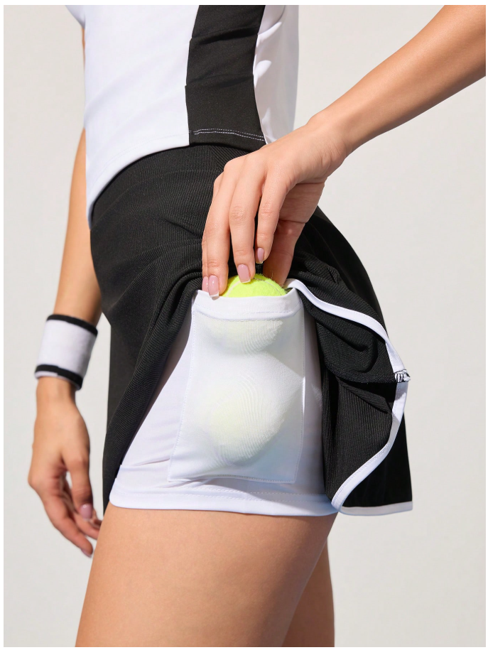 Skort negra línea blanca parte inferior - 6041