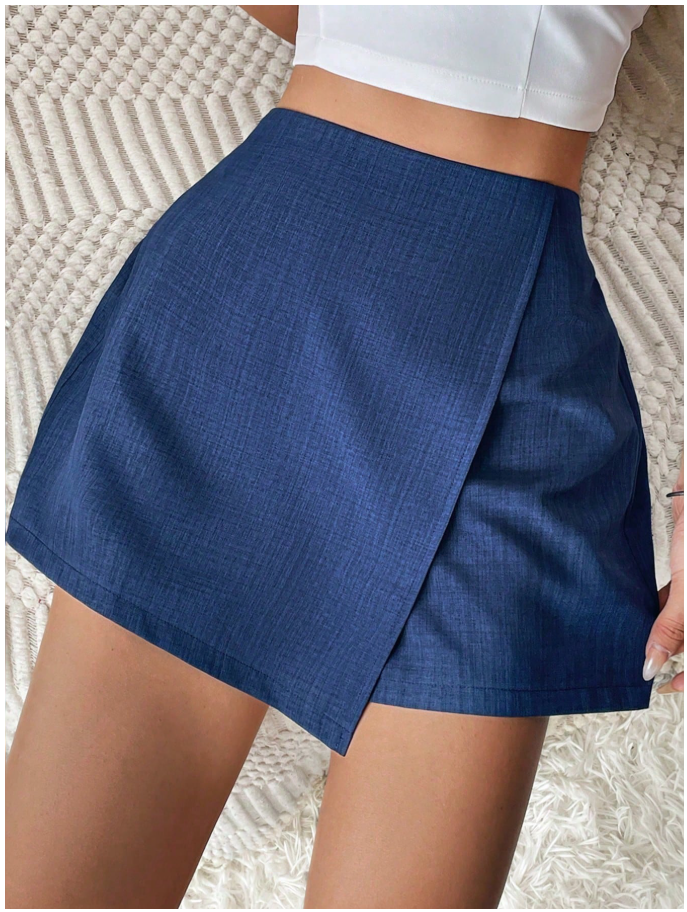 Skort azul marino cruzado frontal - 6044