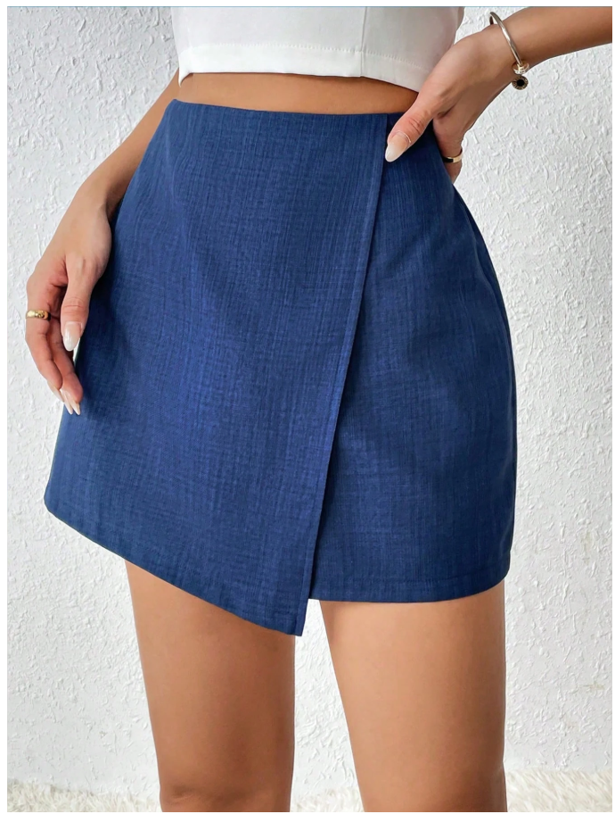 Skort azul marino cruzado frontal - 6044
