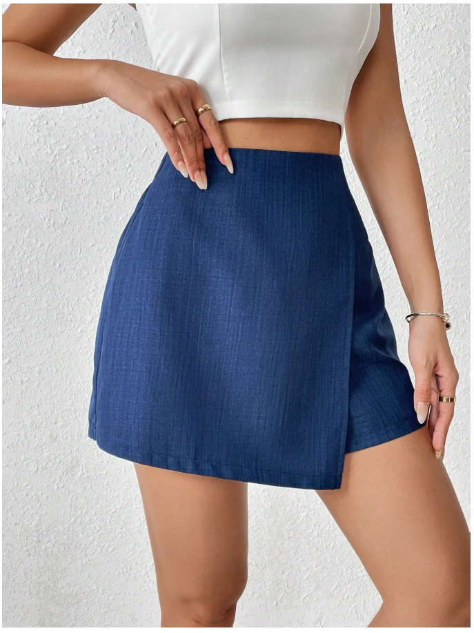 Skort azul marino cruzado frontal - 6044