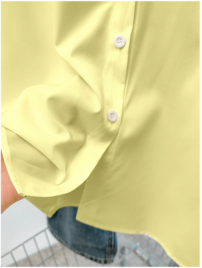 Camisa amarilla manga larga con botones frontales - 6046