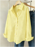 Camisa amarilla manga larga con botones frontales - 6046