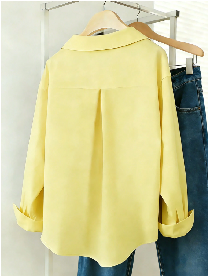 Camisa amarilla manga larga con botones frontales - 6046
