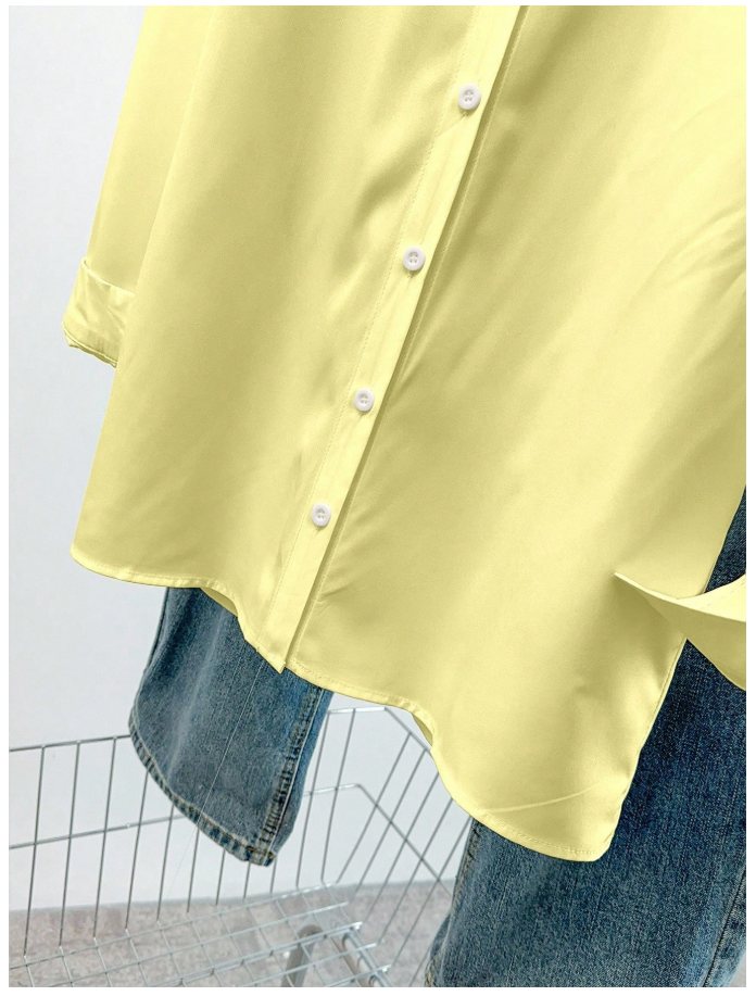 Camisa amarilla manga larga con botones frontales - 6046