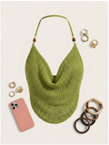 Crop top verde halter de tirantes estilo tejido - 6057