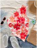 Crop top floral un hombro asimétrico parte inferior - 6060